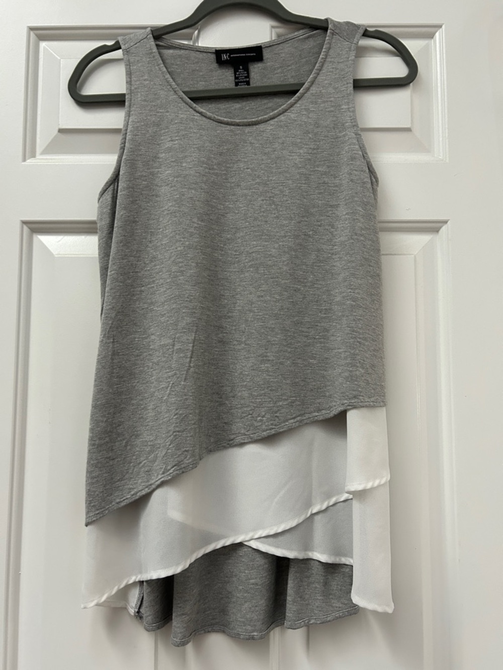 INC International Concepts Gray and White Flowy Tank Top